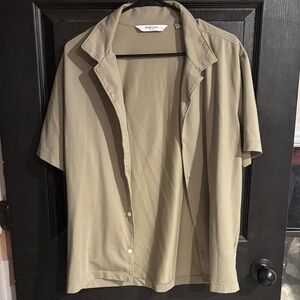 Kenneth Cole Short Sleeve Open Polo Shirt - Tan
